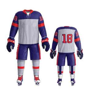 Premium personalizado de secado rápido con cuello en V a rayas hombres Hockey sobre hielo Jersey sublimación impresa OEM conjuntos de ropa deportiva - Product Image 5