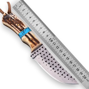 Couteau utilitaire à lame fixe en acier inoxydable avec étui en cuir horizontal, lame pleine, pour la chasse et le camping - Product Image 1