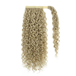 Brazilian Human <b>Hair</b> Drawstring Ponytail <b>Ash</b> <b>Blonde</b> Mix Body Wave Straight Weave <b>Extension</b> - Product Image 2