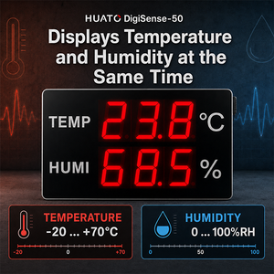 HUATO DigiSense 50 LED Temperature Humidity Display Monitor Extra Large 12.5 cm <b>Digits</b> for Workshop Laboratory Warehouse - Product Image 3