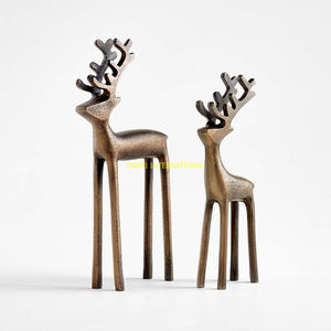 Juego de 3 Esculturas de Familia de Renos de Hierro Negro, Figuras de Ciervos de Metal Minimalistas, Decoración Moderna para Navidad y el Hogar - Product Image 4