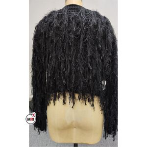 Jersey informal de invierno largo liso suave para mujer, cárdigan borroso, prendas de vestir cálidas de invierno con estampado, Tops de punto informales - Product Image 3