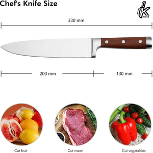 Juego de cuchillos de cocina dentados japoneses de 8 pulgadas hechos a mano, hoja de Damasco de acero inoxidable duradero, mango de madera Triple, Chef personalizado - Product Image 2