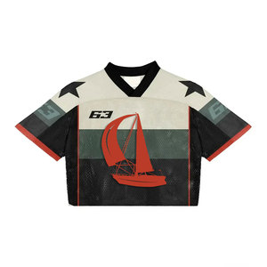 Maillot Boxy imprimé Vintage unisexe maillot de football américain Streetwear T-shirt surdimensionné pour homme maillot en maille - Product Image 2