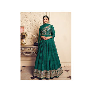 2023 nueva ropa de fiesta Ropa Étnica diseñador impreso seda gasa bordado vestido de trabajo pantalón y Dupatta para la venta - Product Image 1