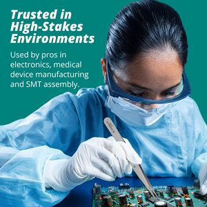 Pincettes de précision pour travaux de laboratoire électronique, pointe ultra-fine en acier au carbone, 5,25 pouces, trempées à la flamme, anti-flexion, manche en plastique - Product Image 2