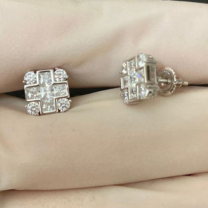 Offre Spéciale S925 argent Sterling plaqué argent taille brillant diamant glacé croix carré boucles d'oreilles 9*9mm pour hommes Hip Hop bijoux - Product Image 3