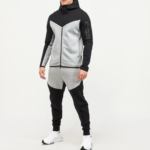 Chándal de lana de poliéster para hombre, cómodo, ligero, con cremallera completa, sudadera con capucha y Jogger, conjunto de dos piezas, transpirable de invierno - Product Image 1