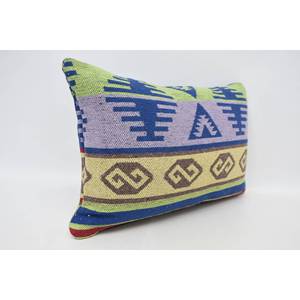 Almohada de lana Kilim turca púrpura, almohada de acento con estampado geométrico de 16x24 pulgadas - Product Image 3