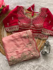 Boutique India Exclusivo Moda Tela de seda suave Bordado Jari Trabajo Sari Diseñador Étnico Fiesta nupcial Exclusivo Moda Waer - Product Image 4