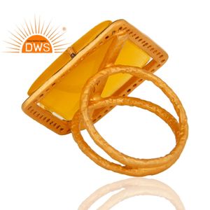 Meilleure vente en argent Sterling naturel Cz et pierre de lune jaune bague de déclaration bijoux personnalisés pour les femmes cadeau pour elle - Product Image 3