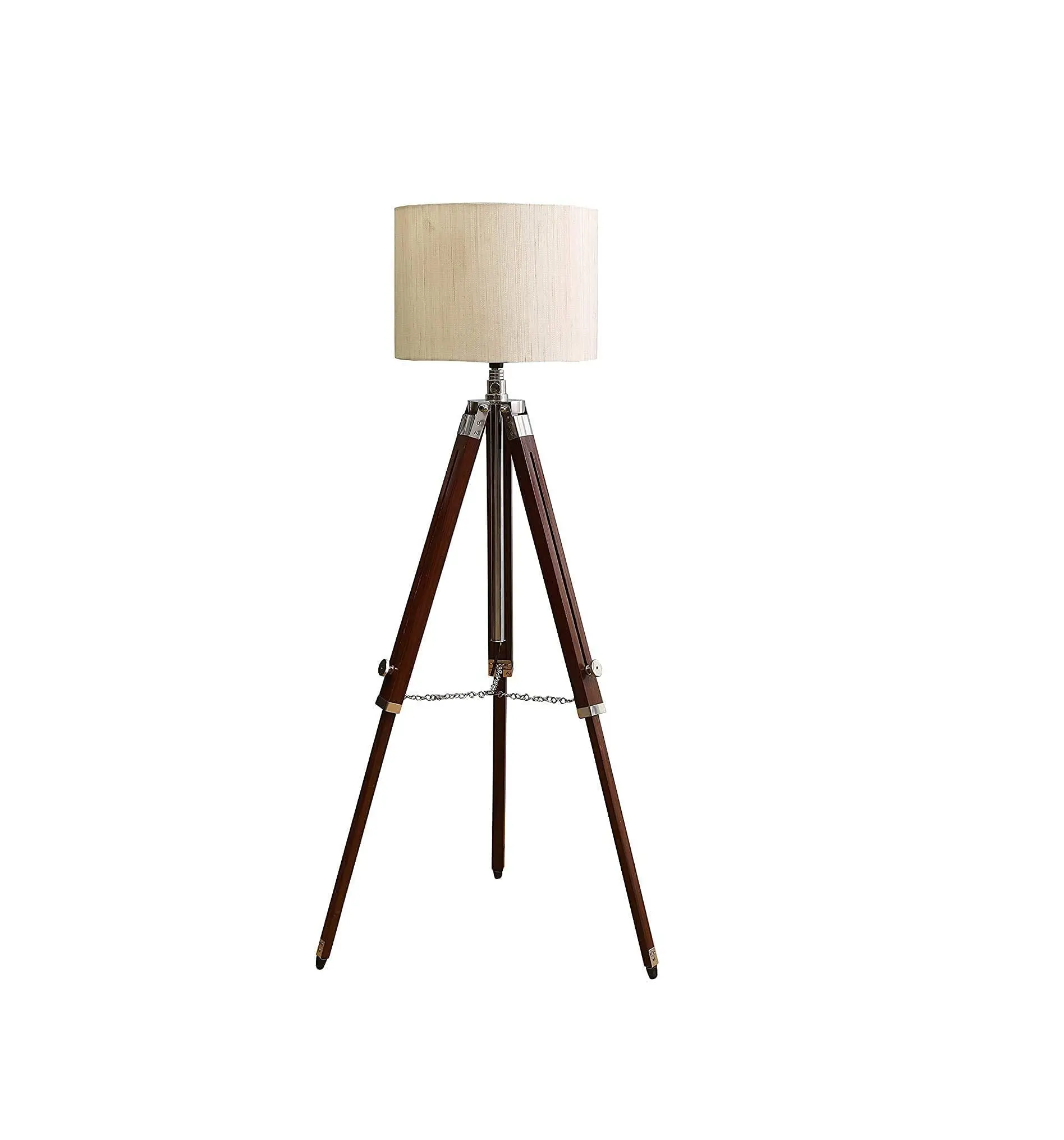 Trípode plegable de madera, lámpara de pie con pantalla de yute para decoración del hogar