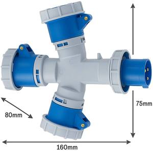Ecova 20564 Adaptateur secteur industriel CEE 16A avec trois prises 2P + t Indice IP67 - Product Image 3