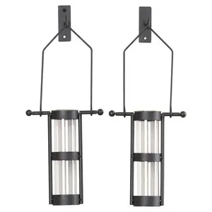 Modern Art Deco Wall Hanging Metal Tubo de vidrio Florero Elegante Decoración para el hogar Mesa Diseño Material de cristal - Product Image 2