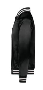 Chaqueta Bomber Delgada de Lona Negra para Hombre con Cuello Alto y Logotipo Frontal, Diseño Inspirado en Chicago - Product Image 4