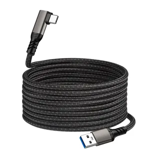 90 derece naylon 3m 5M hızlı şarj USB-C kablo 3.0 tip C manyetik veri tel şarj kablosu Oculus Quest için VR bağlantı USB kablosu