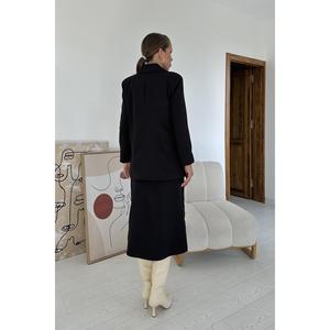 Black Buttoned Jacket And Skirt <b>Set</b> - Black - Product Image 5