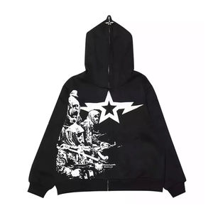 Nouveau design de sweat à capuche zippé avec visage intégral sweats à capuche pour hommes avec logo personnalisé sweat à capuche zippé pour hommes hip hop - Product Image 1