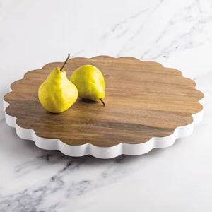 Plateau en bois décoratif moderne, plateau rond en bois, plateau de service moderne, plateau de présentation en bois, plateaux de rangement - Product Image 1