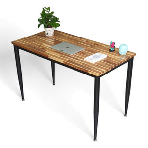 Antique Industrial Design 120x60cm Acacia <b>Solid</b> <b>Wood</b> <b>Desk</b> with Iron Legs Durable HBCN027 CONE II System for Bedroom Office Use - Product Image 1