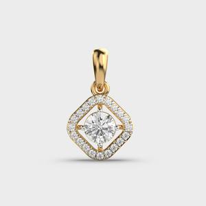 Pendentif carré avec halo de diamants ronds en or jaune/blanc et rose 9 carats - Product Image 6