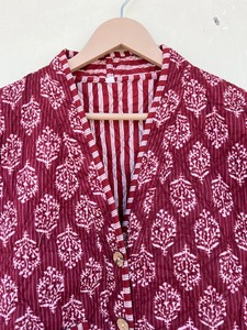 Chaqueta Kantha de algodón hecha a mano, abrigo bohemio acolchado Reversible, ropa de abrigo de Festival con estampado de bloques para mujer, chaqueta Unisex, Idea de regalo - Product Image 4