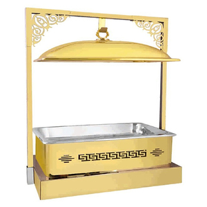 Recipiente rectangular de acero inoxidable para calentar alimentos, ideal para buffets, catering y mantener la comida caliente, cobre y latón - Product Image 5