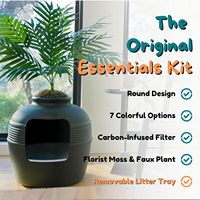 Bac à litière pour chat dissimulé, jardinière décorative avec filtre à charbon, plante artificielle, kit de mobilier pour chat d'intérieur rond