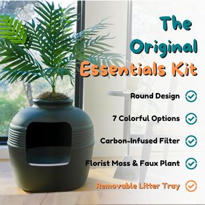 Bac à <span class=keywords><strong>litière</strong></span> pour <span class=keywords><strong>chat</strong></span> dissimulé, jardinière décorative avec filtre à charbon, plante artificielle, kit de mobilier pour <span class=keywords><strong>chat</strong></span> d'intérieur rond - Product Image 1