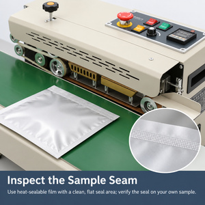 Machine de scellage de sacs de café avec convoyeur horizontal et système de chauffage pour sachets de grains de café avec marques gaufrées en acier - Product Image 6