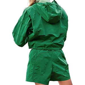 Conjunto Deportivo Unisex de 2 Piezas, Chaqueta Cortavientos con Capucha y Cierre, Transpirable, Resistente al Viento, Color Verde, Talla 2026 - Product Image 2