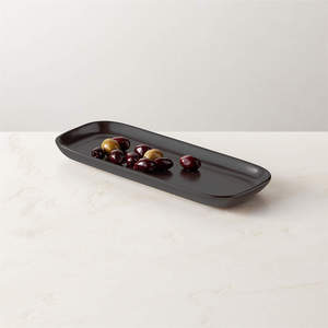 Finest Quality <b>Black</b> Aluminium Metal Serving <b>Tray</b> Oval Shape Design Elegance Table Decorative Serve <b>Tray</b> Perfect For Home Hotel - Product Image 1
