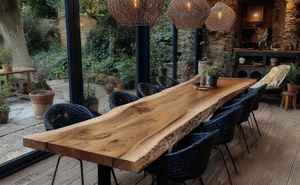 Mesa de comedor cuadrada ecológica hecha a mano de madera maciza rústica moderna para uso escolar de hotel y apartamento - Product Image 4