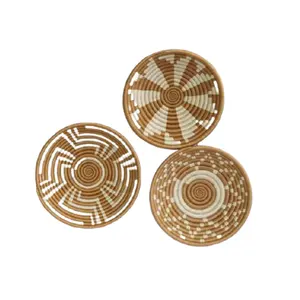 Natural Products Wall Hanging Seagrass Plate Set Decor Rattan Corn Husk Fruit Placemat Home Decoration Made In Vietnam