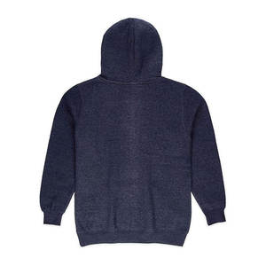 Sweat à capuche bleu marine épais en molleton de coton, coupe ample, thermique, imprimé, non tissé, délavé à la pierre - Product Image 4