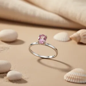 925 Sterling Silver Highly Polished Pink Topaz Dainty Simple Fashion <b>Ring</b> for <b>Women</b> Elegant Gemstone Jewelry Daily Wear Gifting - Product Image 2