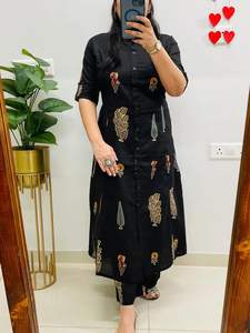 Cord-Set Regular Fit Dress pour femmes col rond tenue décontractée indienne femmes coton Kurti Pant Set - Product Image 4