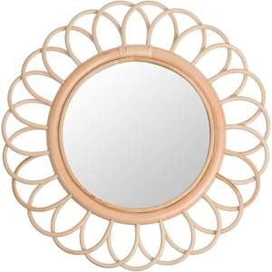 กระจกเงาหวายตกแต่งขนาดกลางสีน้ำตาลอ่อน - Product Image 1