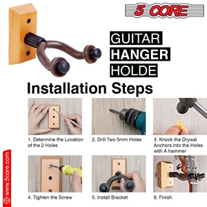 5Core Guitar Wall Mount <b>Hanger</b> 2Pack U-Shaped Wood Guitar Wall Hook <b>Stand</b> - Product Image 5