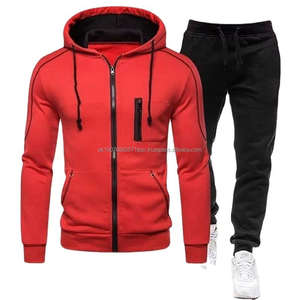Ensemble de sport deux pièces à manches longues avec fermeture éclair, grande taille, pour homme, à capuche, nouvelle collection, haute qualité, vente chaude - Product Image 1