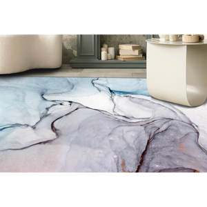 Blue and <b>Purple</b> Marble Printed Rug: Luxury, Modern, Non Slip Design,<b>Velvet</b> Rug - Product Image 1