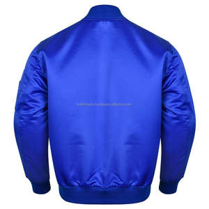 Vente chaude bleu Satin Bomber veste pour hommes avec fermeture à glissière décontracté multi-poches Streetwear pour commande en gros en gros - Product Image 3