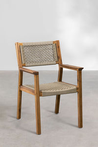 เก้าอี้ทานข้าวไม้เนื้อแข็ง Putut พร้อมเชือกถัก สำหรับใช้งานกลางแจ้งหรือในร่ม ตกแต่งแบบธรรมชาติ - Product Image 2