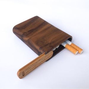 Étui à cigarettes en bois de noyer noir classique personnalisé de luxe poche mince conteneur de stockage poli à la main de haute qualité pour cadeau - Product Image 1
