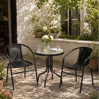 Ensembles de tables et chaises de loisirs d'extérieur, 3 chaises à dossier pour hôtels, villas, jardins, chaises en rotin pour usage en cour extérieure