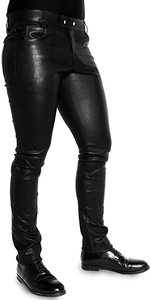 Fabricant Streetwear vintage Pantalon de survêtement évasé en Pu avec fermeture éclair de haute qualité Pantalon empilé en faux cuir pour hommes - Product Image 3