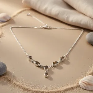925 <b>Silver</b> Smoky Quartz Necklace <b>for</b> Women Elegant Crystal Gemstone Jewelry - Product Image 2