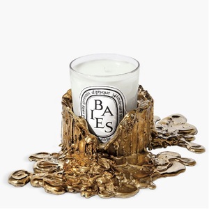 Bougie décorative haut de gamme en cire de soja parfumée, avec pot en verre et support en laiton et aluminium, pour hôtel, maison et décoration de table - Product Image 5