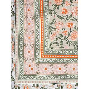 Parure de lit simple 180 TC motif floral orange avec 1 taie d'oreiller, couette 100% coton pour usage domestique, lot de 6 pièces, technique de couture 4 points - Product Image 4