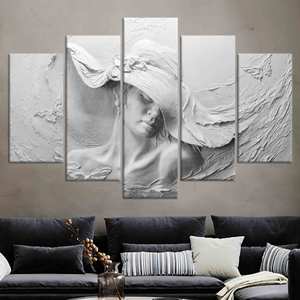 ภาพพิมพ์บนผ้าใบลายภาพเหมือนผู้หญิง 3 มิติ สวยงาม: ศิลปะการออกแบบกราฟิกสมัยใหม่ ชุดผ้าใบ 5 ชิ้นแบบคละลาย - Product Image 1
